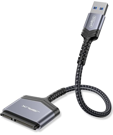 JSAUX SATA to USB Cable, USB 3.0 to 2.5 SATA III Hard Drive Adapter Aluminum Shell Nylon Cord External Converter for SSD/HDD Supports UASP, Trim and Smart Compatible with Windows, MacOS and Linux | USB 3.0 to 2.5 SATA III Hard Drive Adapter External Converter Supports UASP, Trim and Smart For Windows, MacOS and Linux