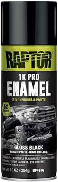 RAPTOR 1K Pro Enamel Paint, Professional Grade Automotive Spray Paint, Paints & Primes, Tough & Durable Finish, Easy-To-Use, 10 oz, Gloss Black