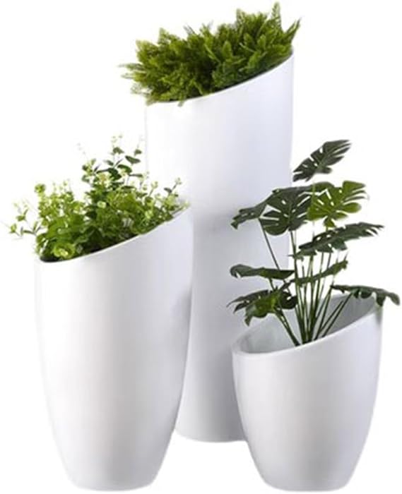 Flower Pot Fiberglass Planter Modern Simple Decorative Combination Slanted Mouth Flower Vessel Mall Outdoor Floor Large Ornament Plant Pot Indoor