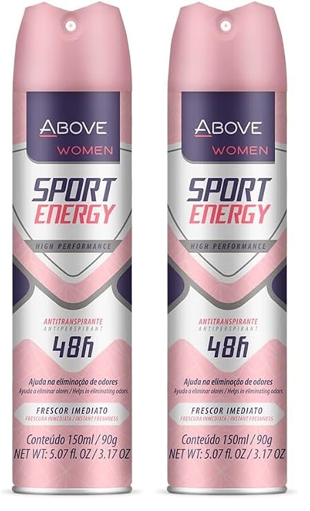 ABOVE 48 Hours Antiperspirant Deodorant, Sport Energy, 3.17 oz - Dry Spray Deodorant for Women - Floral Scent - Antiperspirant Spray - No Stain (Pack of 2)