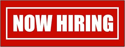 Now Hiring Promotion Business DECAL STICKER Retail Store Sign - 4.5 x 12 inches