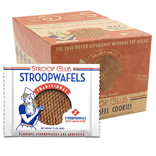 Stroop Club Authentic and Traditional Stroopwafel with Dutch Caramel 12 x 2-Packs; 24 Wafels Total