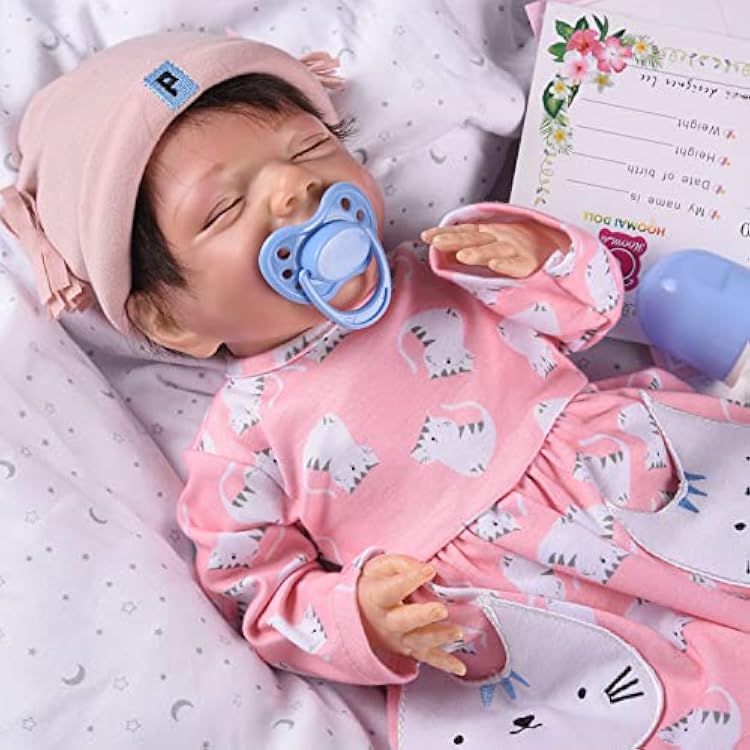 Realistic Baby Doll for Kids, 18 Inch Realistic Girl Doll, Newborn Dolls That Look Real with Clothes,Feeding Toy, Best Birthday Gift for 3-Year-Old Girls