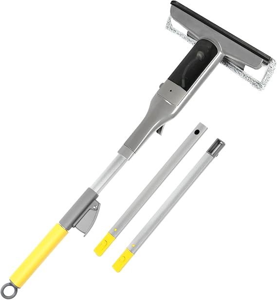 3-in-1 Window Squeegee Cleaner with Built-in Sprayer & Scrubber - Professional Glass Cleaning Tool for Outdoor Surfaces