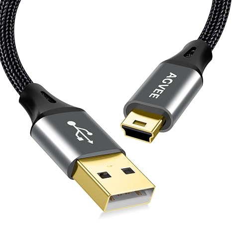 AGVEE 2 Pack 3.3ft Mini USB Cable, Durable USB-A to Mini-B Data and Charger