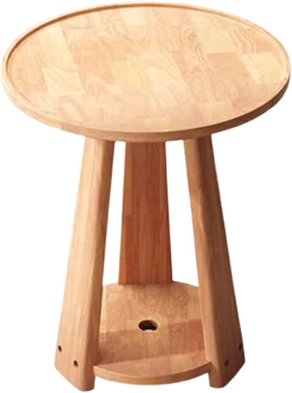 YVYKFZD Round Side Table, 2 Tier Couch End Table, Narrow Snack Sofa Table, Wooden Nightstand Accent Tables, for Living Room, Bedroom(Wood color,15.7"x15.7"x23.6")