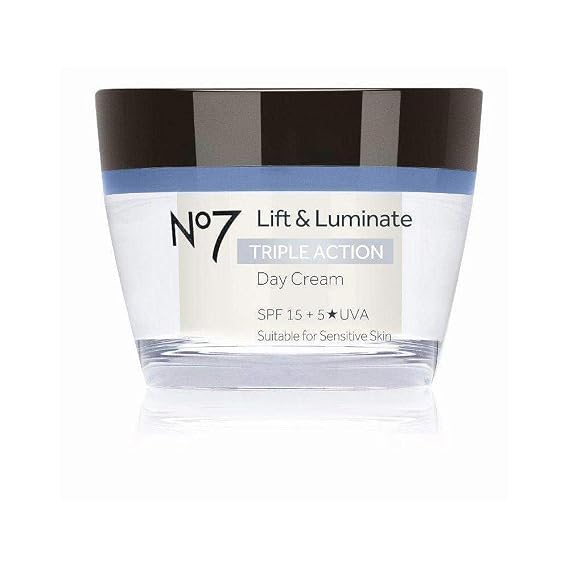 No7 Lift & Luminate Triple Action Day Cream SPF 30 - Broad Spectrum Anti Aging Face Cream - Hydrating Hibiscus Peptides & Hyaluronic Acid + Brightening Emblica & Vitamin C (50ml)