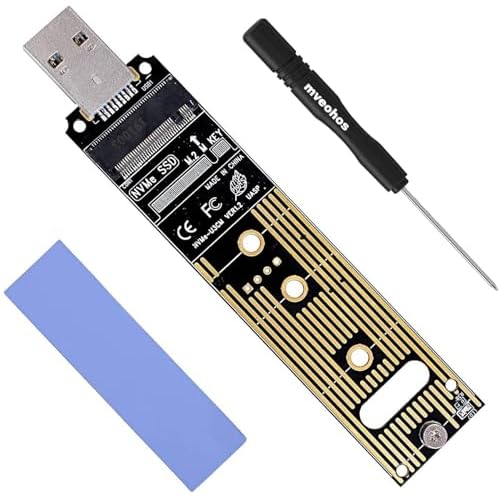 NVMe to USB Adapter, M.2 SSD to USB 3.1 Type A Card, M.2 PCIe Based M Key Hard Drive Converter Reader as Portable SSD 10 Gbps USB 3.1 Gen 2 Bridge Chip Support Windows XP 7 8 10, MAC OS