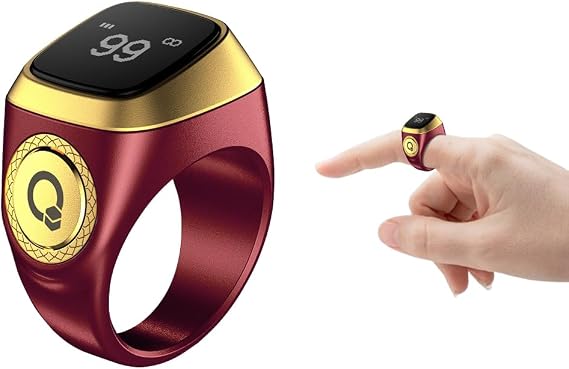 Smart Ring Counter, Smart Tasbih Zikr Ring, Muslim Islamic Prayer Smart Rings,Tasbih Counter Smart Ring, Digital Electronic Smart Tally Counter, Tasbeeh Smart Counter for Prayer (Brown, 20mm)