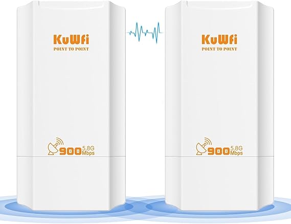 KuWFi 5.8G Wireless Ethernet Bridge, Long Range Point to Point, 2-Pack