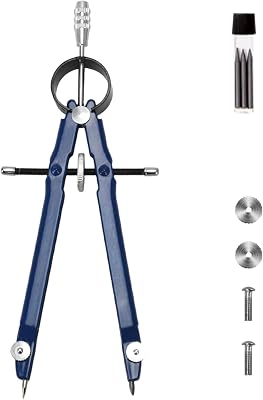 Compass for Geometry, Metal Compass with Extra Refills Compass Drawing Tool for Students Drafting Compass Back to School Supplies Blue 1pc