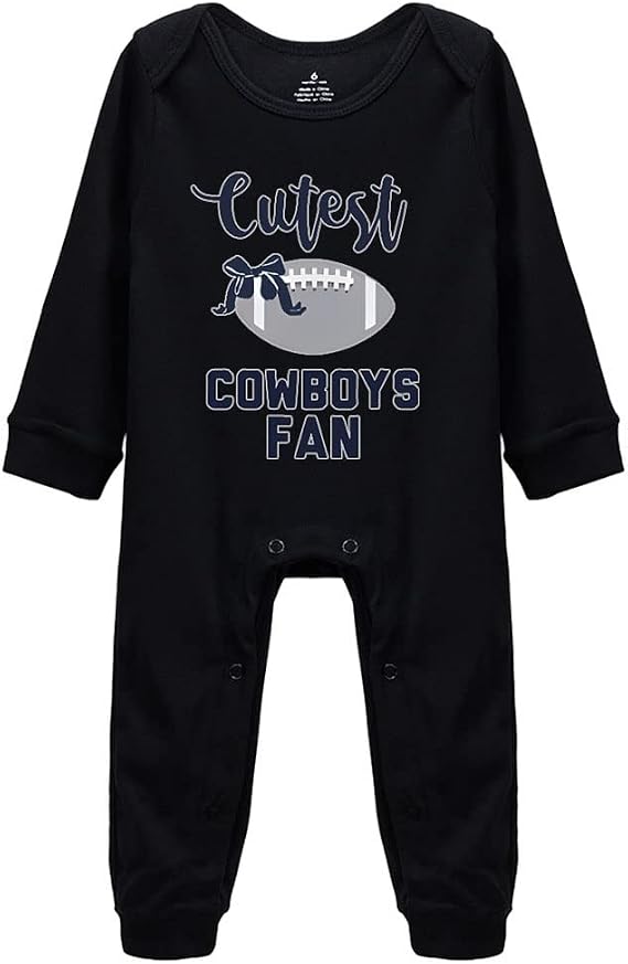 Cutest Cow/Boys Football Fan Quote Baby Bodysuit Baby Onesie White Long Sleeve 0-24Months