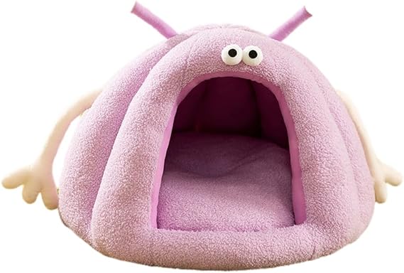 Indoor Dog House Cat Nest,Foldable Warm Soft Kennel,Removable Cushion and Non-Slip Bottom,for Cats Dog Kitten(Purple,23.6 * 23.6 * 17.7 inch)