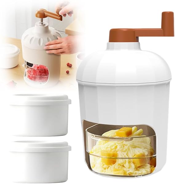 Shaved Ice Machine, Manual Shaved Ice Machine, Fluffy, Snow and Ice Crusher, Compact, Stainless Steel Blade, Hand Crank Handle, Portable, Easy to Use, Washable, Commercial Use, Home Use, Ice Cup