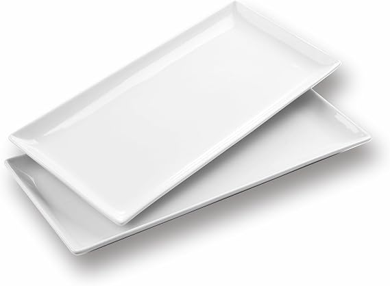 WishDeco Large Serving Trays Set of 2, Ceramic Serving Platters 40 x 19 cm