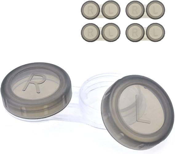 HAHIYO Contact Lens Case Box Holder Diameter 25mm Durable Leakproof Light Convenient Left/Right Eyes Contact Lens Container Soak Storage Kit For Storing Small items Travel Clear Black 5 Pack
