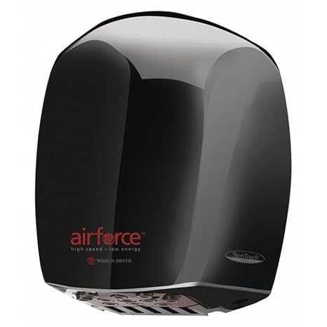 World Dryer - J-162A3 J-162 Airforce Automatic High-Speed Energy-Efficient Hand Dryer Aluminum Cover, Black 110-120V