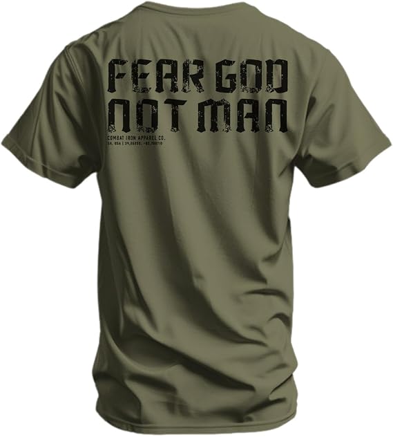 Combat Iron Men's Graphic T-Shirt - Fear God Not Man