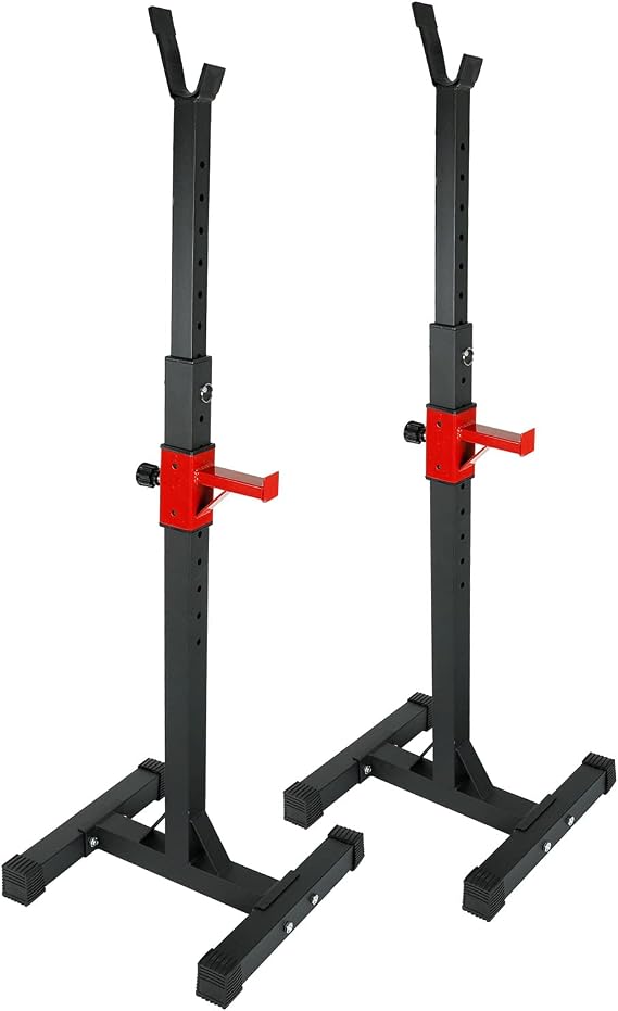 TYFYB Adjustable Portable Squat Rack 441LBS Max Load Barbell Squat Rack Stands 45-70.5 Adjustable Bench Press Stands Dip Stand for Home Gym Full Body Multi-Function Workout Fitness, BlackRed