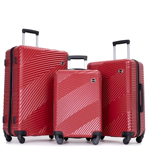Travelhouse Luggage Sets 3 Piece Hardshell Carry on Suitcases for Men and Women,with Spinner Wheels,TSA