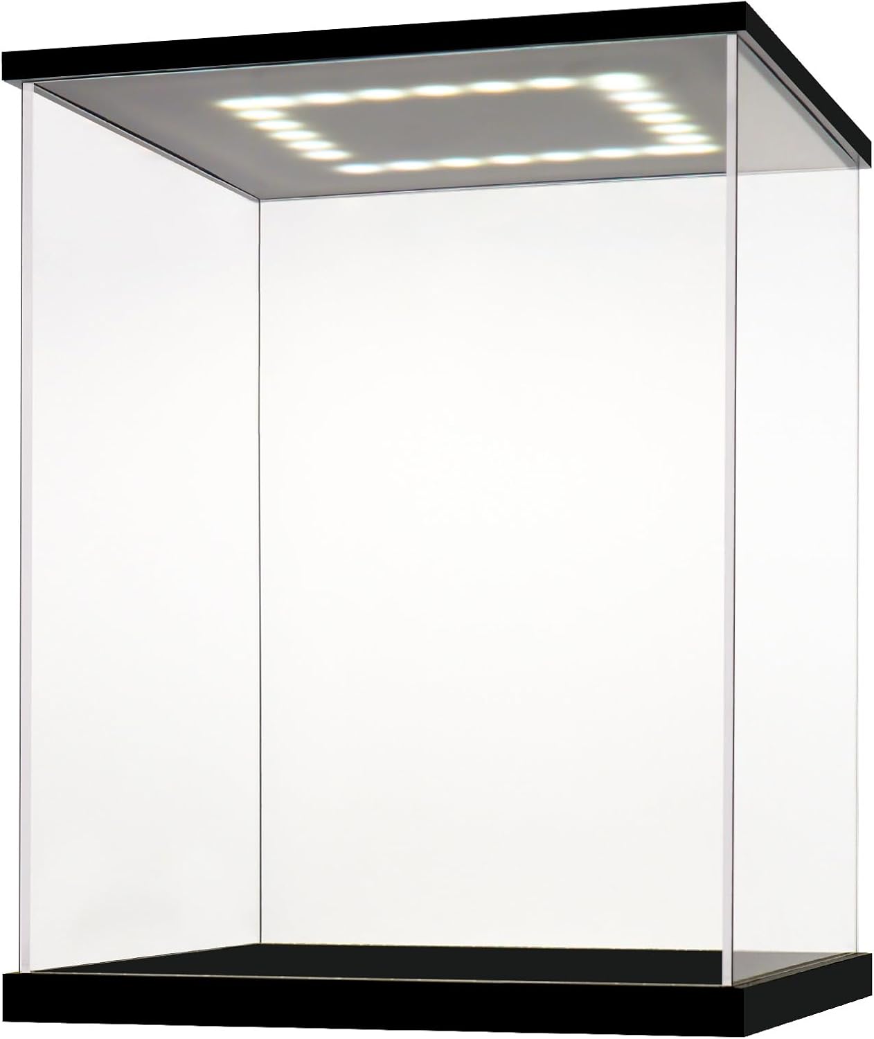 NONEMEY Clear Acrylic Display Case with Lights, Dustproof Diecast Model Car Show Box,Countertop Box Cube Organizer Stand Dustproof Protection Showcase for Collectibles(23.6x11.8x7.9inch；60x30x20cm)