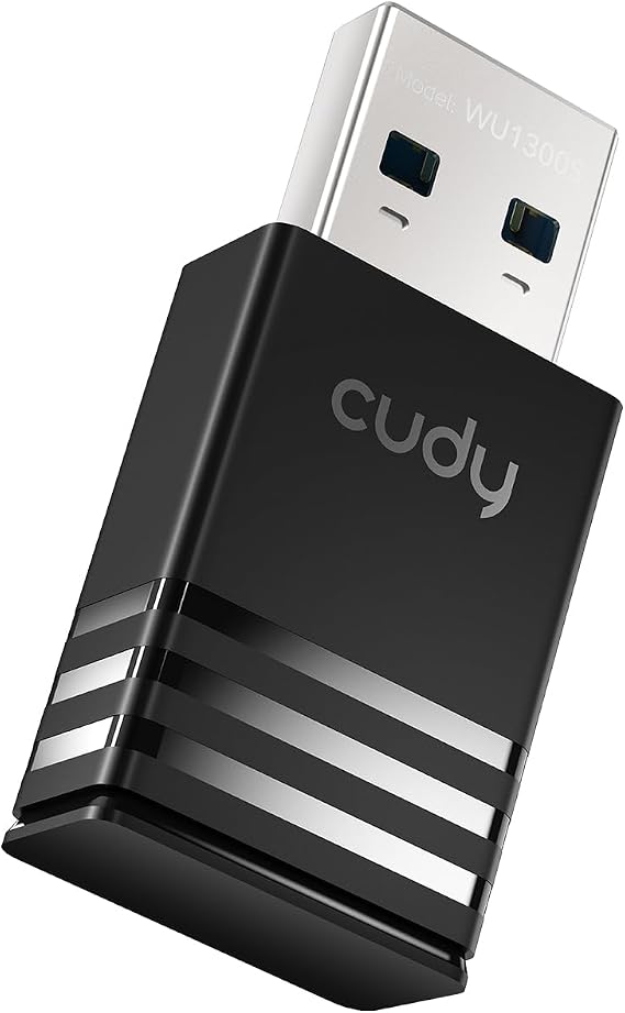 Cudy AC1300 Dual Band USB 3.0 Mini WiFi Adapter PC Mac Dongle WU1300S | Windows 11/10/8.1/8/7 macOS; 867Mbps 400Mbps; 802.11ac; WPA2 Encryption; Internal Antenna; Laptop Desktop Wireless Upgrade