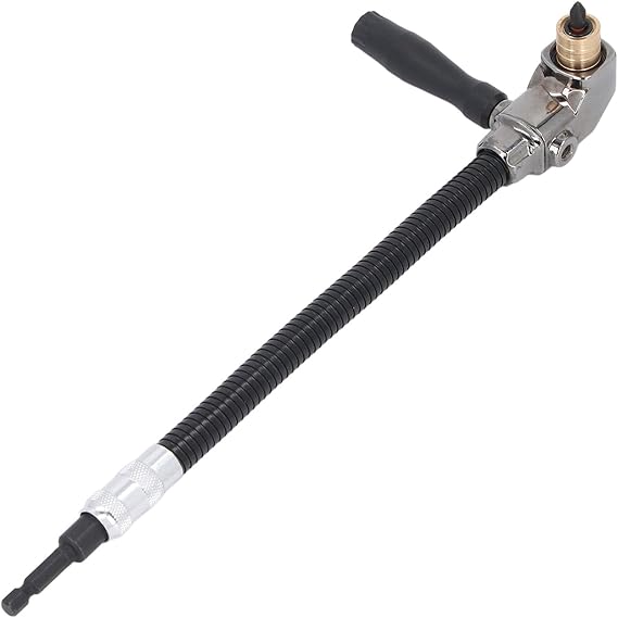Flexible Drill Bit Extension with Right Angle Drill Adapter, 11.8 Flex Shaft Screw Driver Extender Drill Bit Holder, 1/4 Inch Hex Shank Corner Bit Holder for Electric Hand Drill