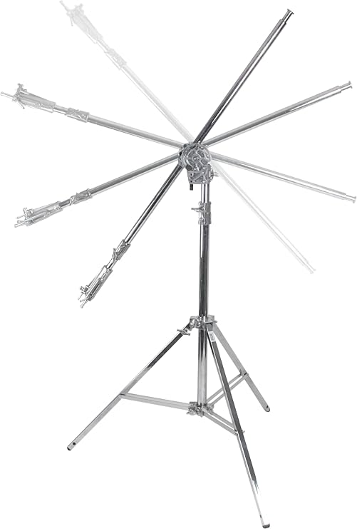Kupo Junior Boom Stand with Convertible Center Column, Pivoting Collar Design, Supports 66lbs at 5' and 17.6lbs at 9', Leveling Leg for Uneven Terrain - Silver (KS501311)