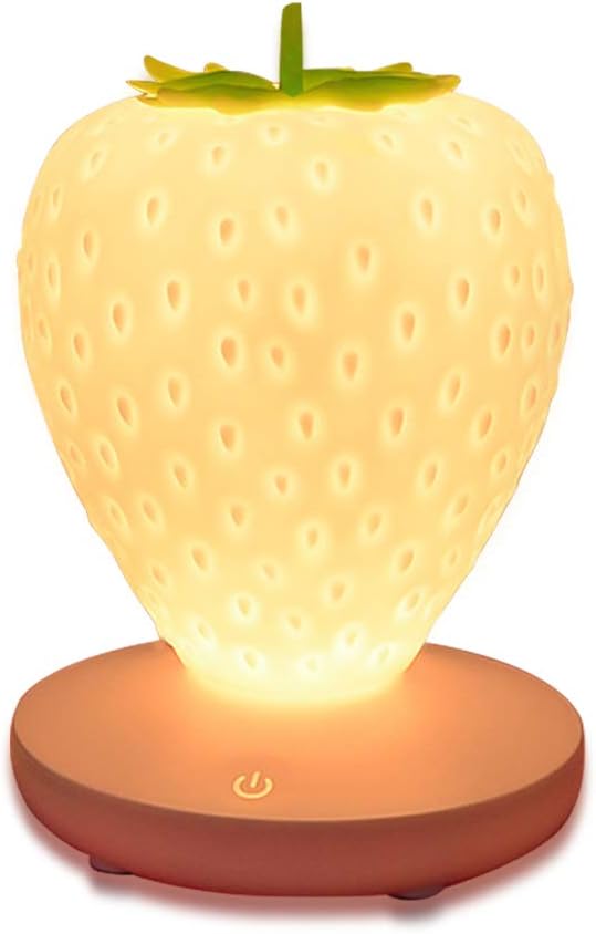 Led Color Changing Cute Touch Strawberry Night Light Table Lamp for Bedroom, Dresser, Living Room, Kids Room, Office, Festival Decor(White)