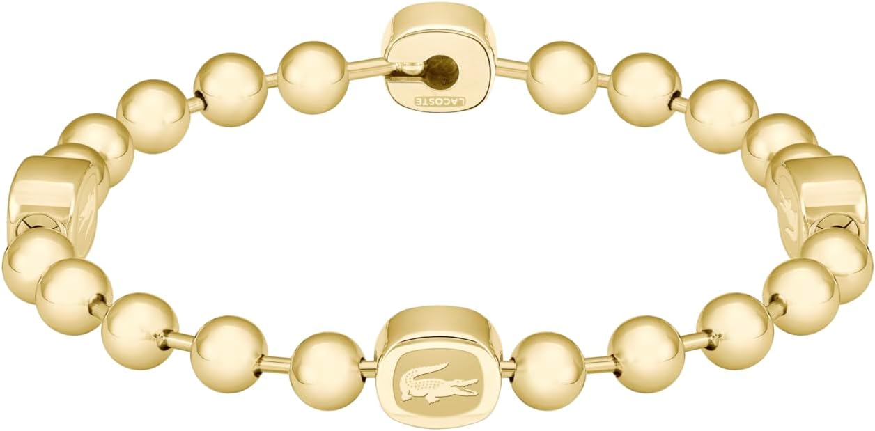 Lacoste Vigorビーズチェーンブレスレット 男性用 - ステンレススチールジュエリー - コンテンポラリーデザイン ファッションアクセサリー - 彼へのギフト