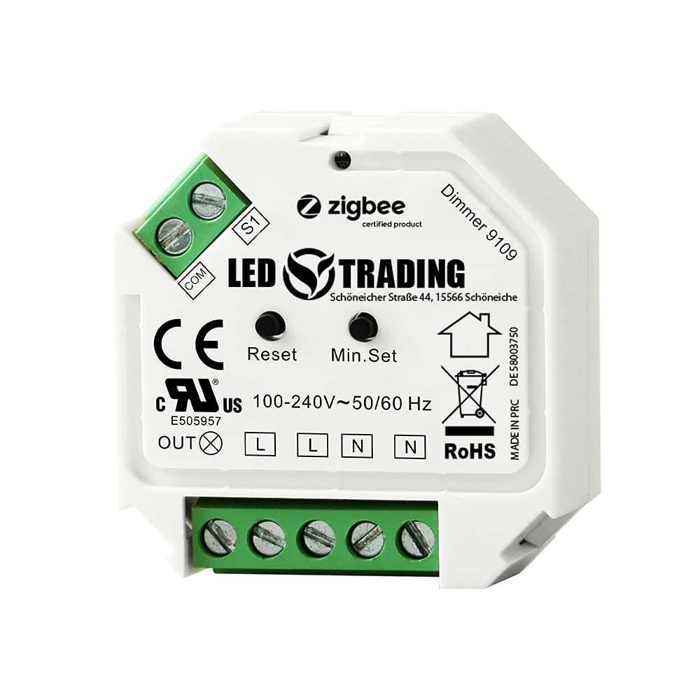 LED TRADING ZigBee Controller 230 V Flush-Mounted Dimming Actuator Dimmer Max. 200 W LED Switch Connection Phase Control for Dimmable LED Lamps Transformers &amp; Lights (Dimmactor for Switch)