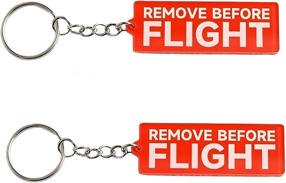 2 Pack Remove Before Flight Keychain Tags – Red Acrylic Aviation Style Key Rings for Pilots, Car, Motorcycle, Backpack, Travel Accessories, Durable Safety Warning Keychains