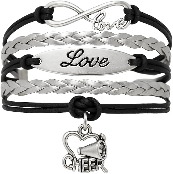 Sportybella - Cheer Bracelet- Cheerleading Charm Infinity Bracelet- Cheer Jewelry - Gift For Cheerleader, Cheer Team.