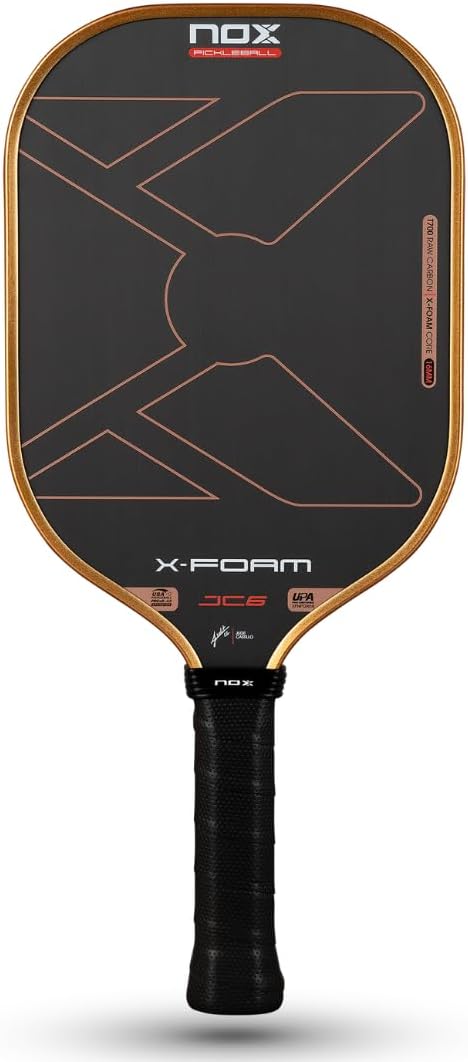 NOX Pickleball Paddle X-Foam JC6 16mm 2026 | Gen 4 X- Foam Core Pickleball Paddle | Judit Castillo Signature Professional Racket | USAP Approved | Raw Carbon Face, High Spin & Comfort | Vibe Dampening