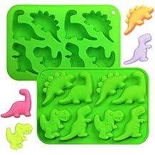 Kamehame Dinosaur Molds Silicone Cake Molds, 2 Pack Cute Dinosaur Molds for Kid's Carton Dino Chocolate Candy Dessert Mousse Pastry Cupcake Topper Decorating Handmade Soap Crayons