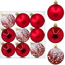 Christmas Ball Ornaments Christmas Tree Decorations Shatterproof Christmas Decorations Tree Balls Xmas Hanging Balls for Xmas Trees Wedding Party Holiday Decorations-9ct 2.36in - Red