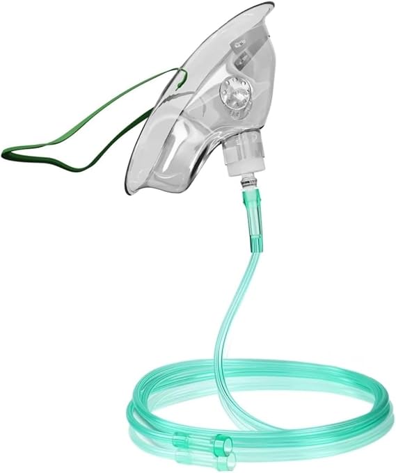 1/Pcs Oxygen ELONGATED Mask with 7' Standard Tube Connector Medium Concent. Adult Latex Free Soft & Flexible (M05)