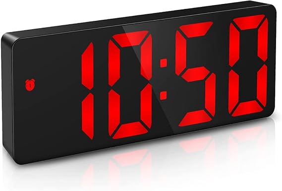 ORIA LED Alarm Clock, Digital Alarm Clock, Large Display LED Desk Clock with Snooze, 3 Adjustable Brightness, USB Charging Ports for Bedroom, Office,Red | 3 Alarm Modes, Date & Temp Display, 3 Brightness Levels, USB Powered or 3 AAA Batteries, Night Mode