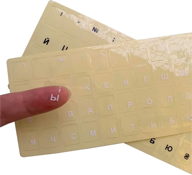 Ukraine Ukrainian Keyboard Stickers Transparent Background Letters for PC Computer Laptop Keyboards (White)
