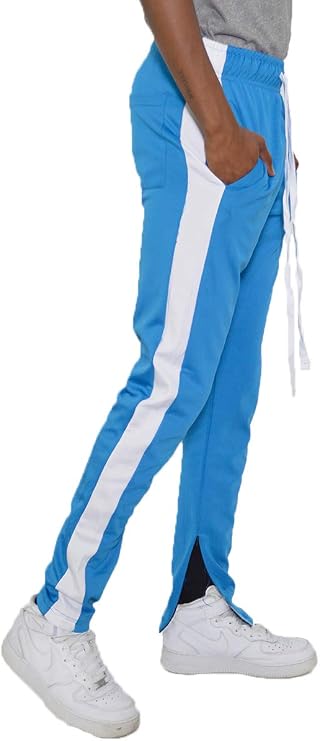 WEIV GEAR Mens Single Stripe Track Pants Slim Fit Stretch Trouser Elastic Jogger