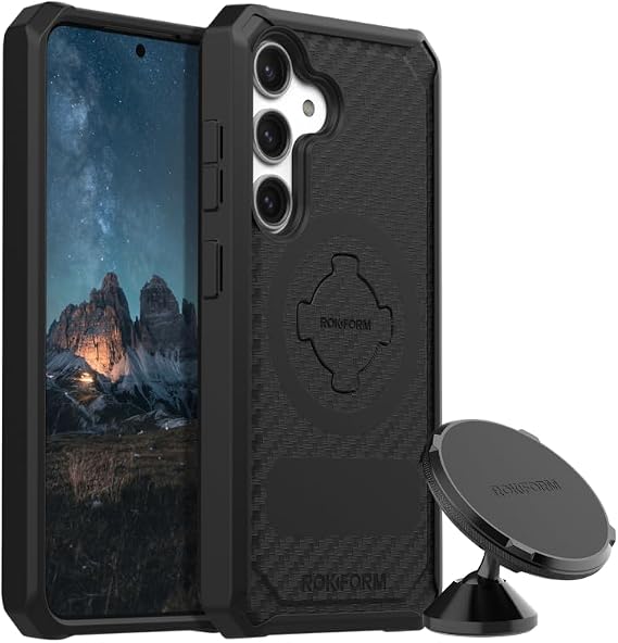 Rokform - Galaxy S24 Rugged Case + MagSafe Compatible Swivel Dash Phone Mount for Car, Truck, or Van