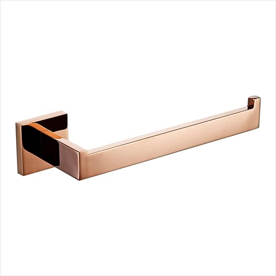 Bathroom Hardware Set Bright Rose Gold 23.6 Inch Towel Bar Toilet Paper Holder Towel Ring Robe Hook Wall Mounted Stainless Steel Square Bath Accessories Set,Towel Ring