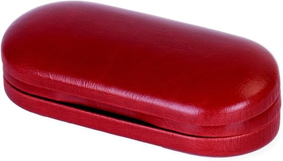 Double Layer Glasses Case For 2 Pair Of Glasses, Portable, Hard Metal & PU Leather, Red