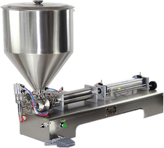 Semi-Automatic Pneumatic Filling Machine for Liquids & Pastes - 110V 10W Piston Filler with Single Nozzle, 10 mm spout diameter, 50-500ml Bottle Filler for Oil, Cream, Cosmetics & More