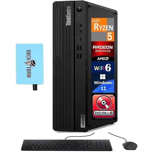 Lenovo ThinkCentre M75s SFF Business Desktop AMD Ryzen 5 Pro 5650G, 64GB DDR4, 1TB PCIe SSD, DVD-RW, WiFi 6, Bluetooth 5.1, RJ-45, Win11P wUSB KB, USB Mouse & DKZ Hub