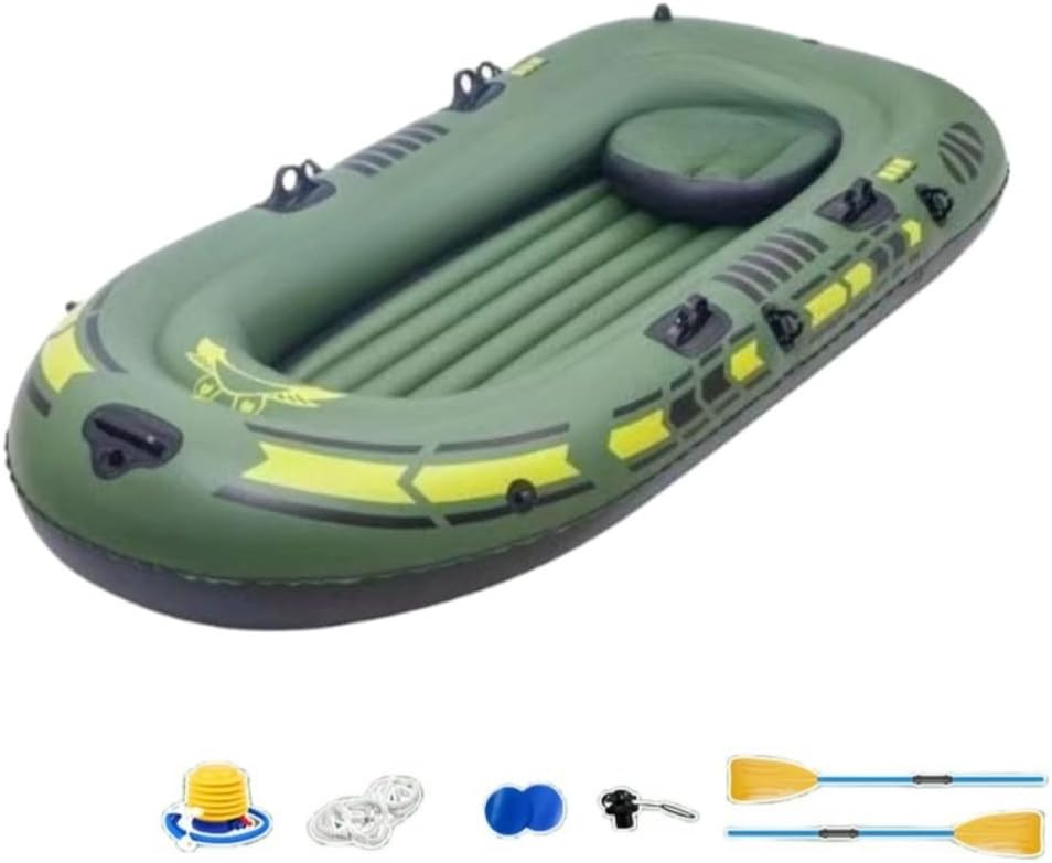 Stewlt Inflatable Boat Thick Inflatable Kayak 23 Seater PVC Super Thick Airboat Load Weight 661.1 lbs 300 kg Mini Boat Lake Tour Disaster Prevention Evacuation Safety Folding Oar Included 3 Person