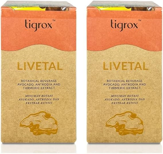 WELLOUS Tigrox Livetal Avocado & Turmeric Botanical Drink | Natural Plant Extract Beverage | 20 Sachets/Box (Pack of 2)