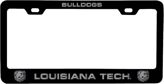 Louisiana Tech Bulldogs Laser Engraved Metal License Plate Frame Black Officially Licensed Collegiate Product