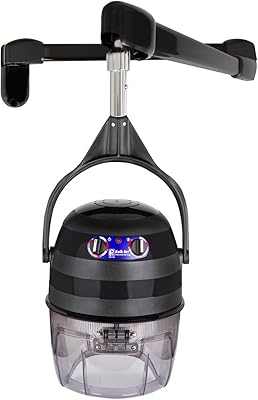 Pibbs 515 Kwik Dri Wall-Mounted Hair Dryer for Professional Salons, 1100W Hooded Dryer, Adjustable 6 Wall Arm, Flip-Top Visor, Timer & Temperature Control Dial, PIB-515