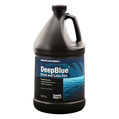 CrystalClear Deep Blue Pond Dye Concentrate for Ponds & Lakes, 1 Gallon | Ecofriendly liquid dye with no mixing required, enhances natural color, keeps water clean and clear, treats up to 1 acre.
